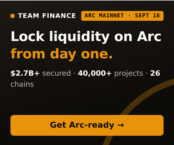 Team Finance — token minting and liquidity locking on Arc